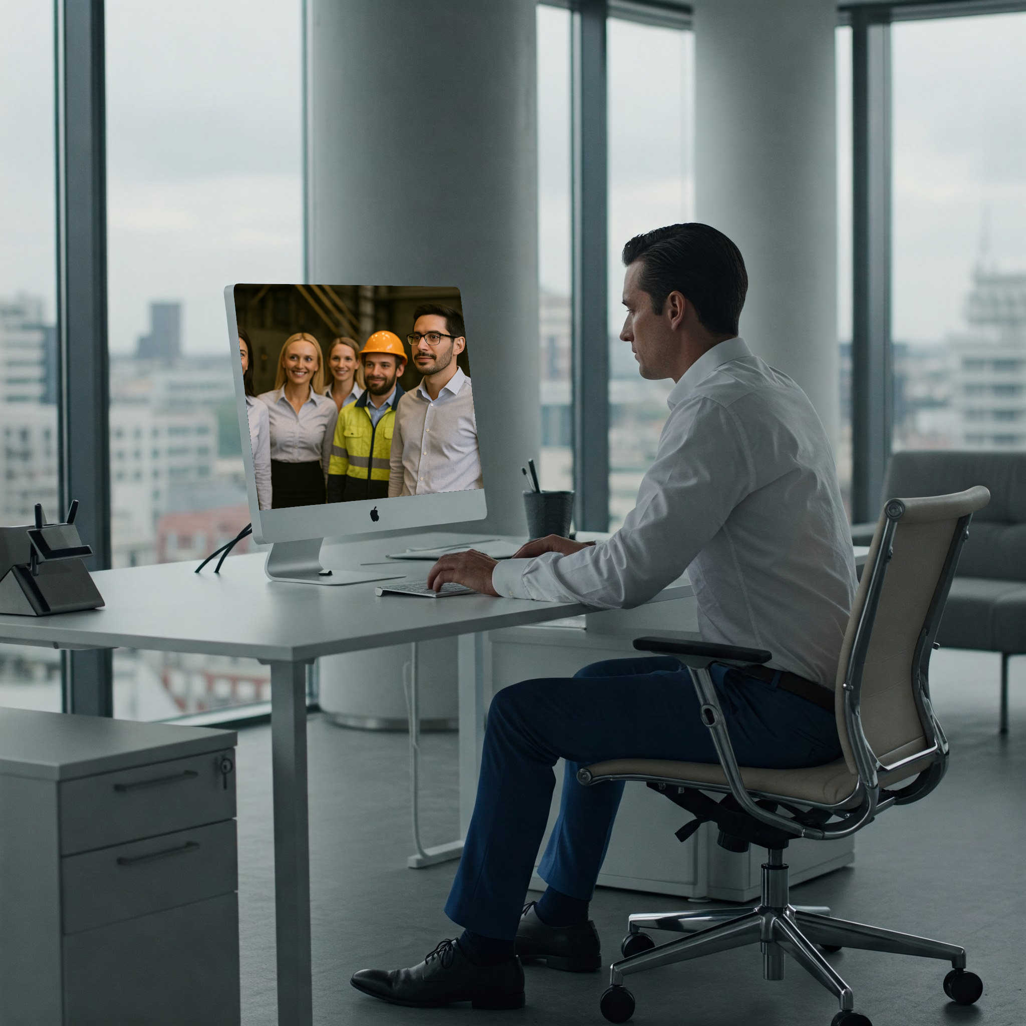 Client at desktop viewing live feed from Landa Remote manager's AR headset